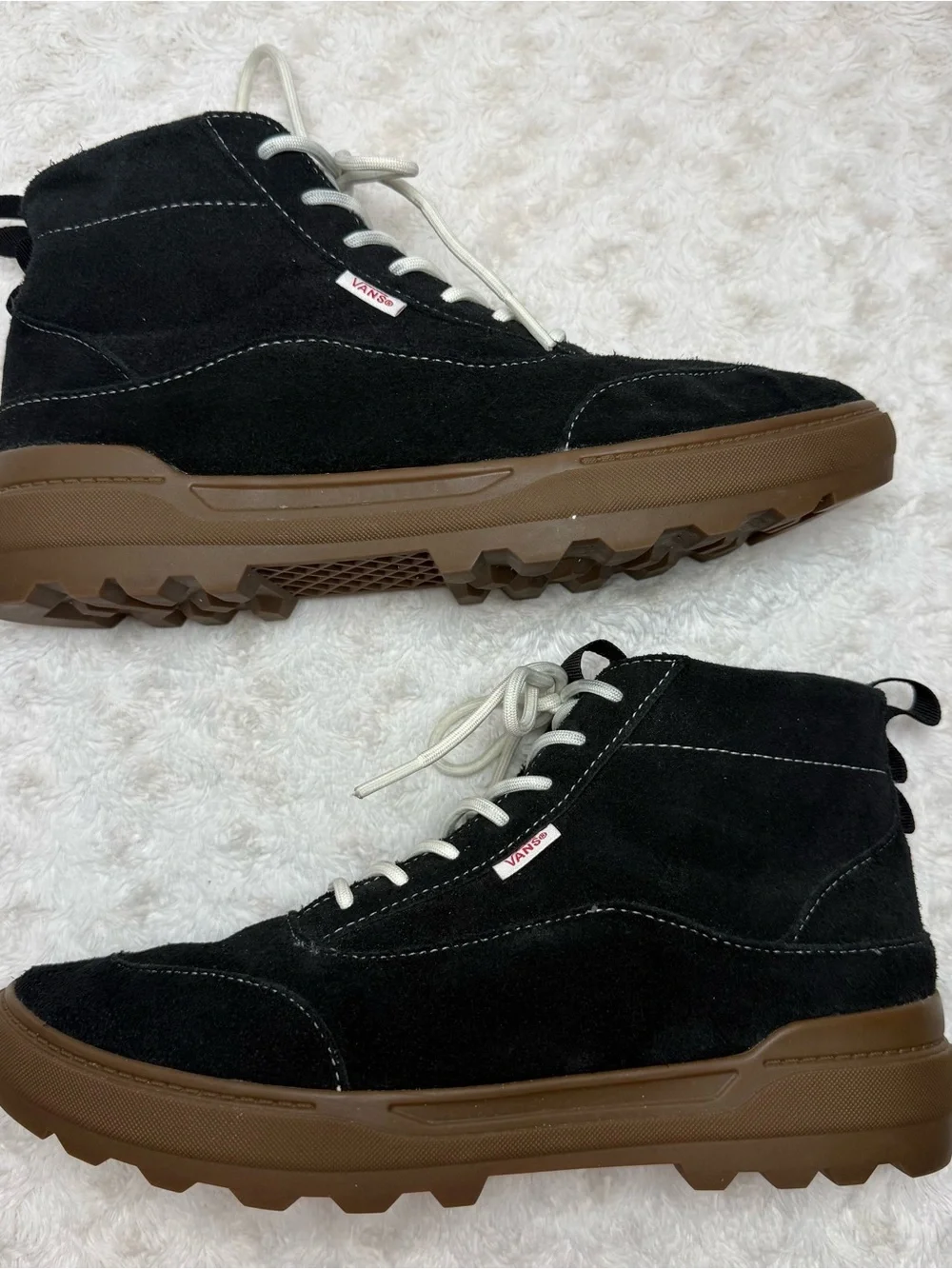 Vans Colfax MTE-1 Black Suede Chukka Boots with Brown Sole and White Laces